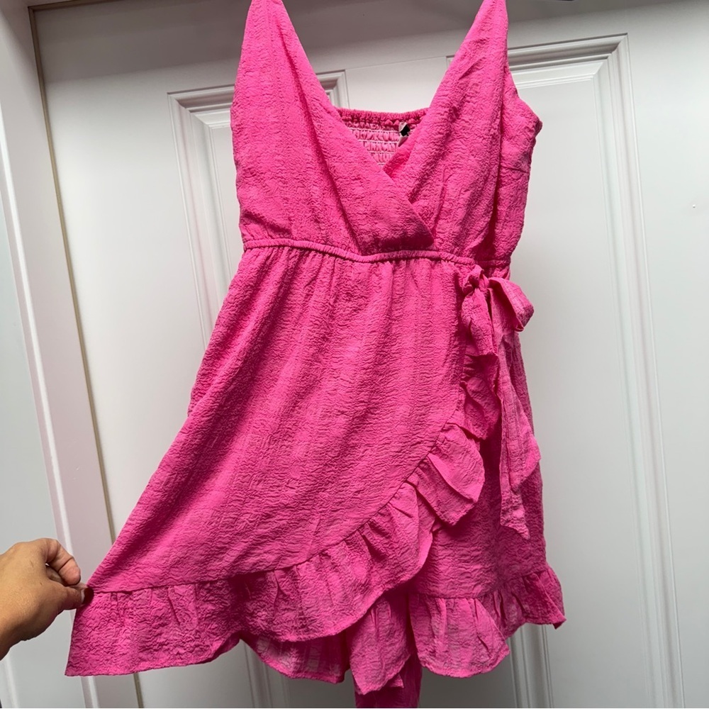 Pink Ruffled Side Tie Romper - Picture 6 of 15
